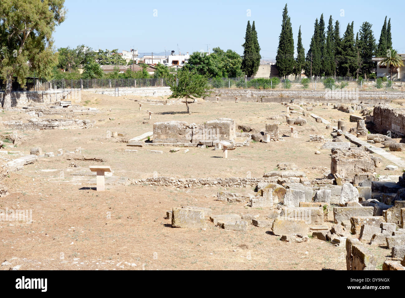 The scant Classical and Roman remains of the vast Ancient Agora. Argos