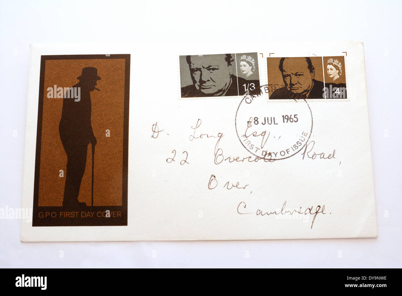 Commemerative stamp issue to mark the death of Winston Churchill, British postage stamps. Queen Elizabeth II Stock Photo