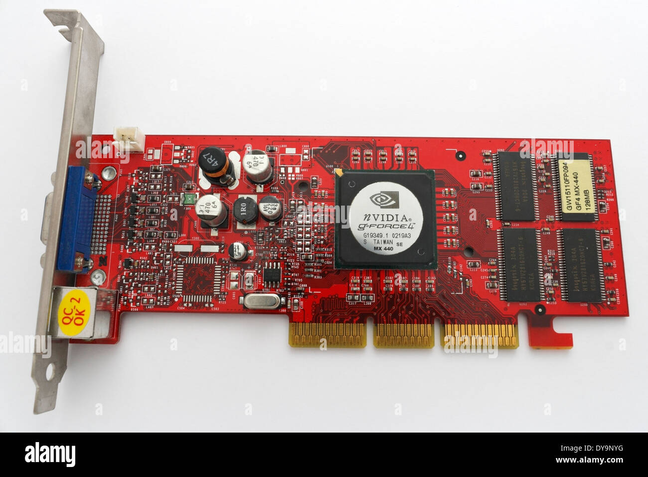 AGP graphics card based on Nvidia GPU, expansion board computer part Stock Photo