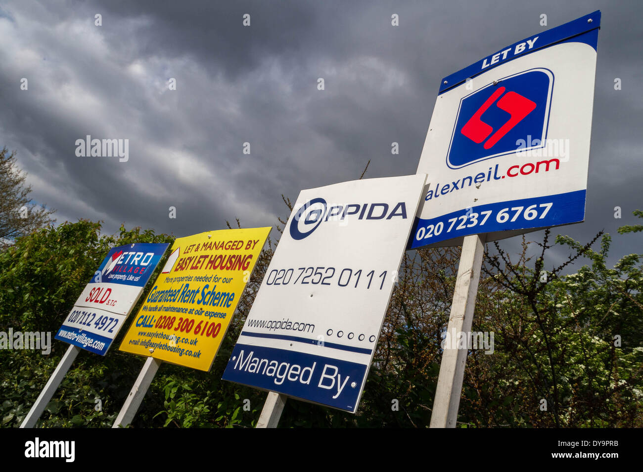 Estate agents boards advertising sales or rentals seen in south east