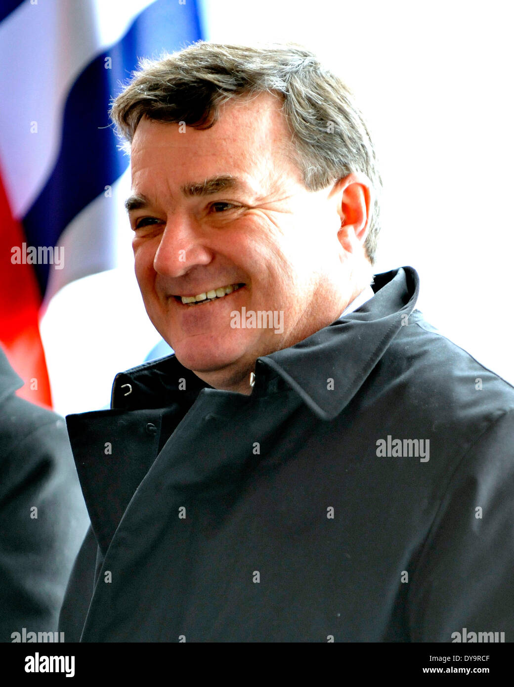 Ottawa, Canada. 10th April 2014. Canada's former finance minister Jim Flaherty has died at his Ottawa home at the age of 64 on April 10, 2014. File photo: Jim Flaherty, Minister of Finance, Government of Canada, attends the groundbreaking ceremony for the Evergreen Brick Works in Toronto on December 8, 2008.  (Dominic Chan/EXImages) Stock Photo