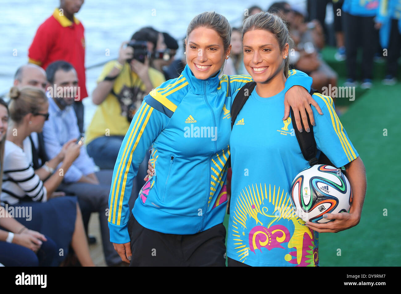 orchestra Christmas distance Rio De Janeiro, Brazil. 10th Apr, 2014. Brazilian synchronised swimming  twins Bia and Branca Feres present the uniforms designed for FIFA World Cup  volunteers on a fashion show during Fashion Rio event