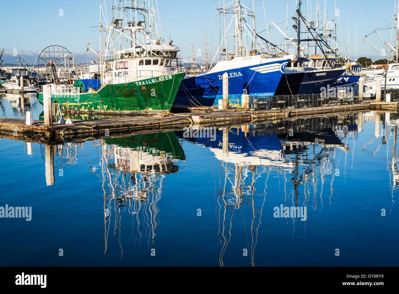 Boats moored at Tuna Harbor. San Diego, California, United States Stock