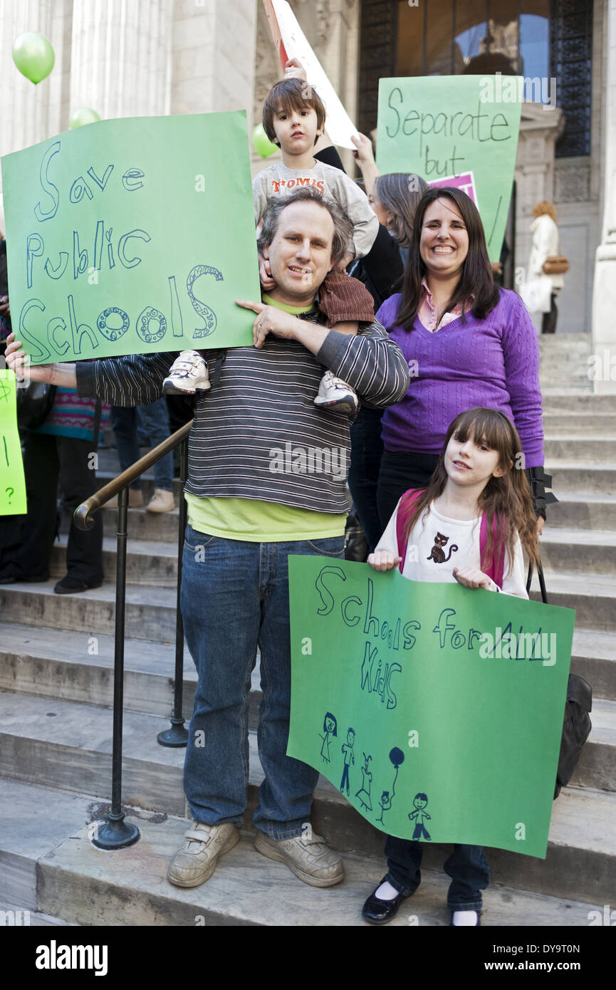 Demonstration by NYC Public School parents, students, teachers, and community members against Charter Schools, April 10, 2014. Stock Photo