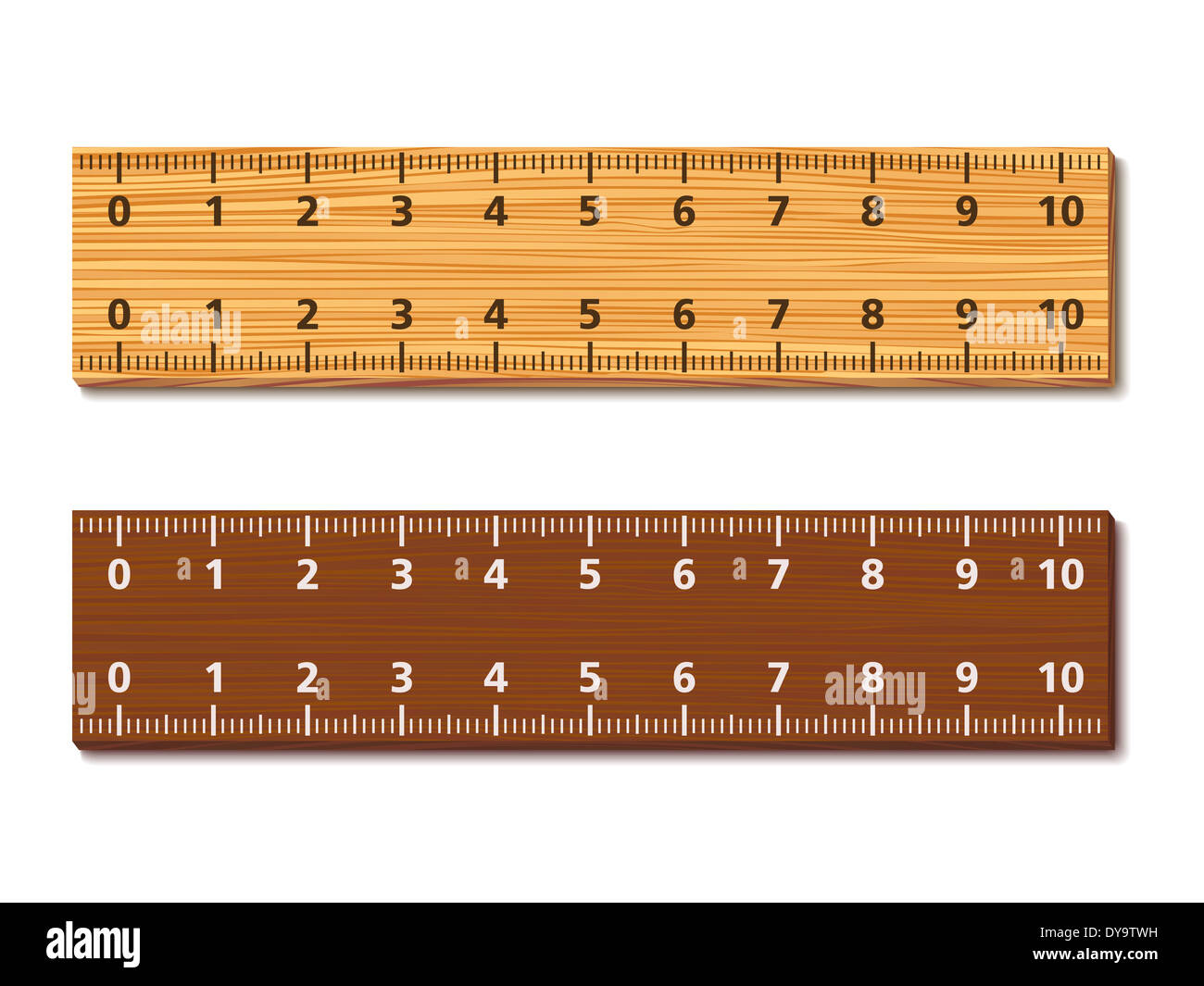 Wooden rulers on white background Stock Photo