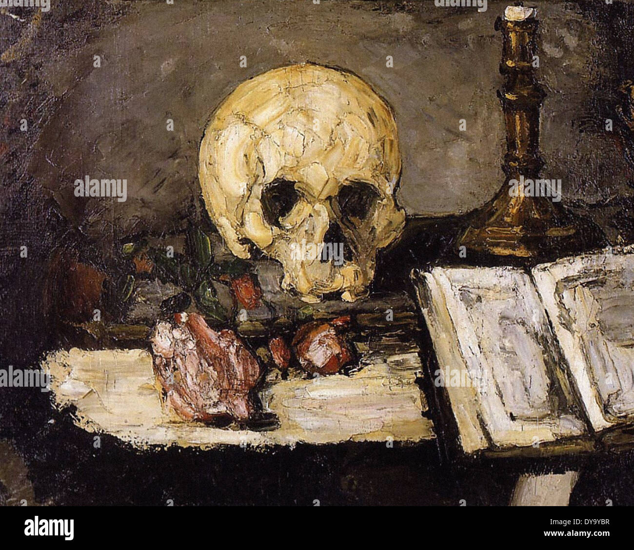 Paul Cezanne Skull and a Candlestick Stock Photo