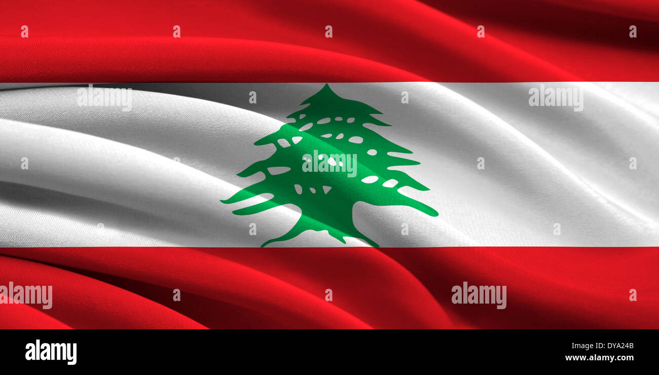 Flag of Lebanon waving in the wind Stock Photo - Alamy
