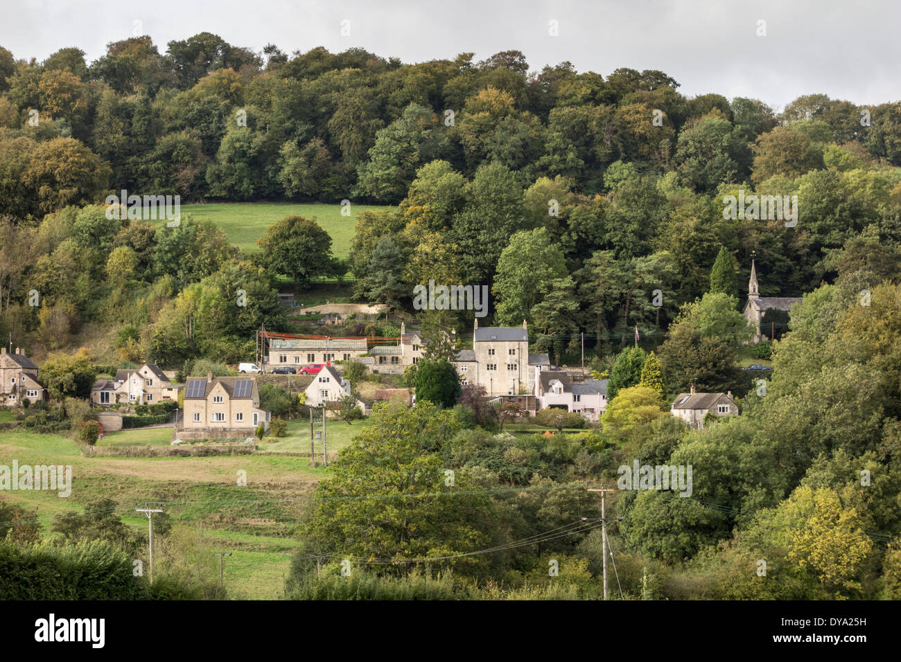 View over Slad Valley, near Stroud, Gloucestershire, UK Stock Photo