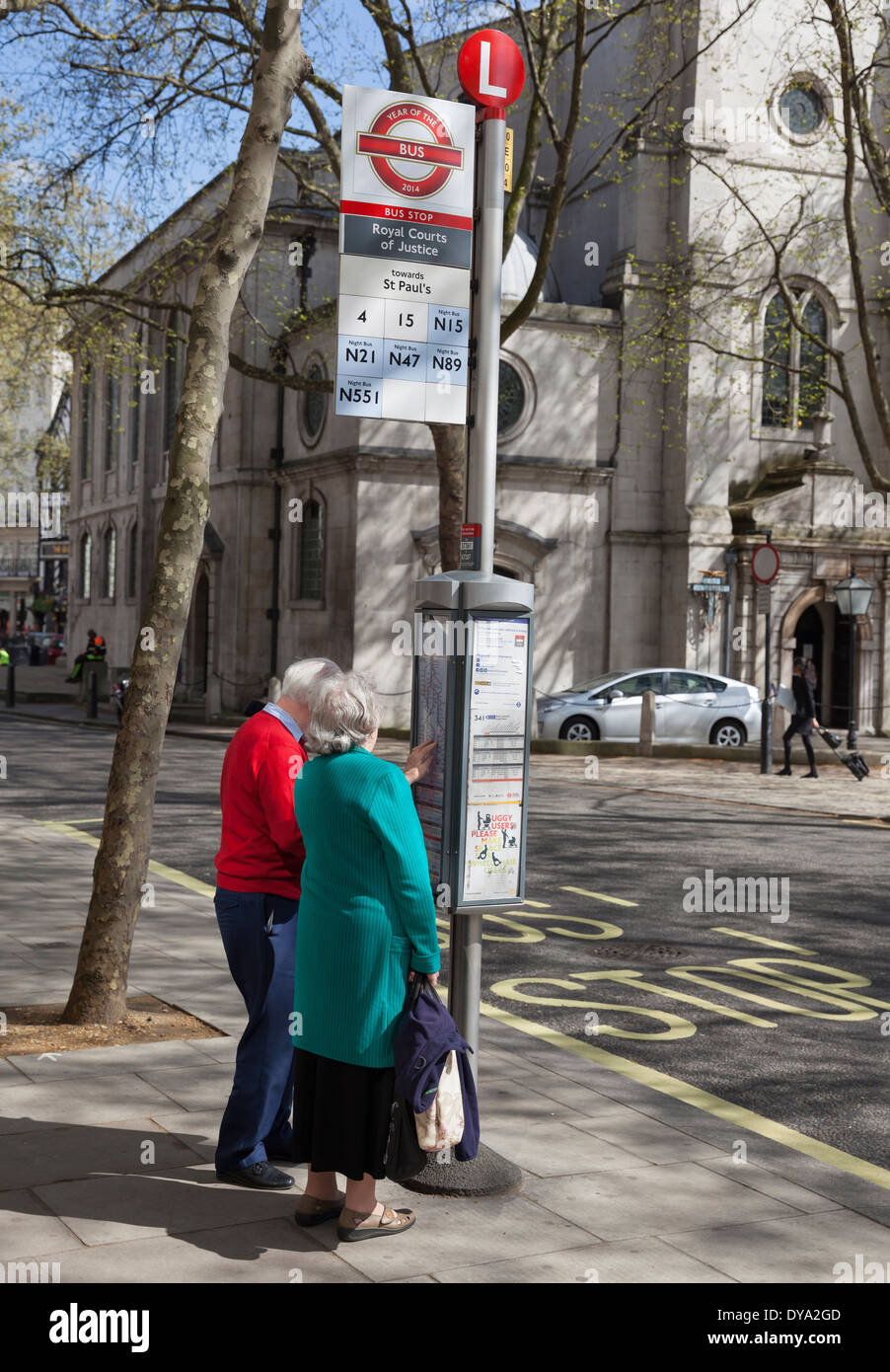 London bus stop timetable hi-res stock photography and