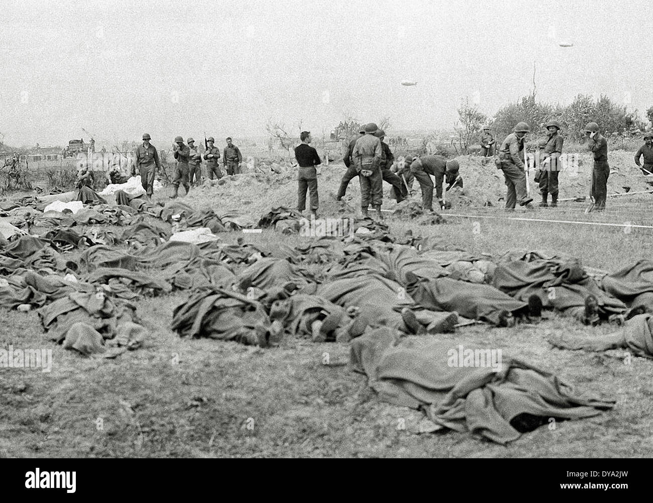 WW II historical war world war second world war France Europe American Nazi National Socialist dead people French field allie Stock Photo
