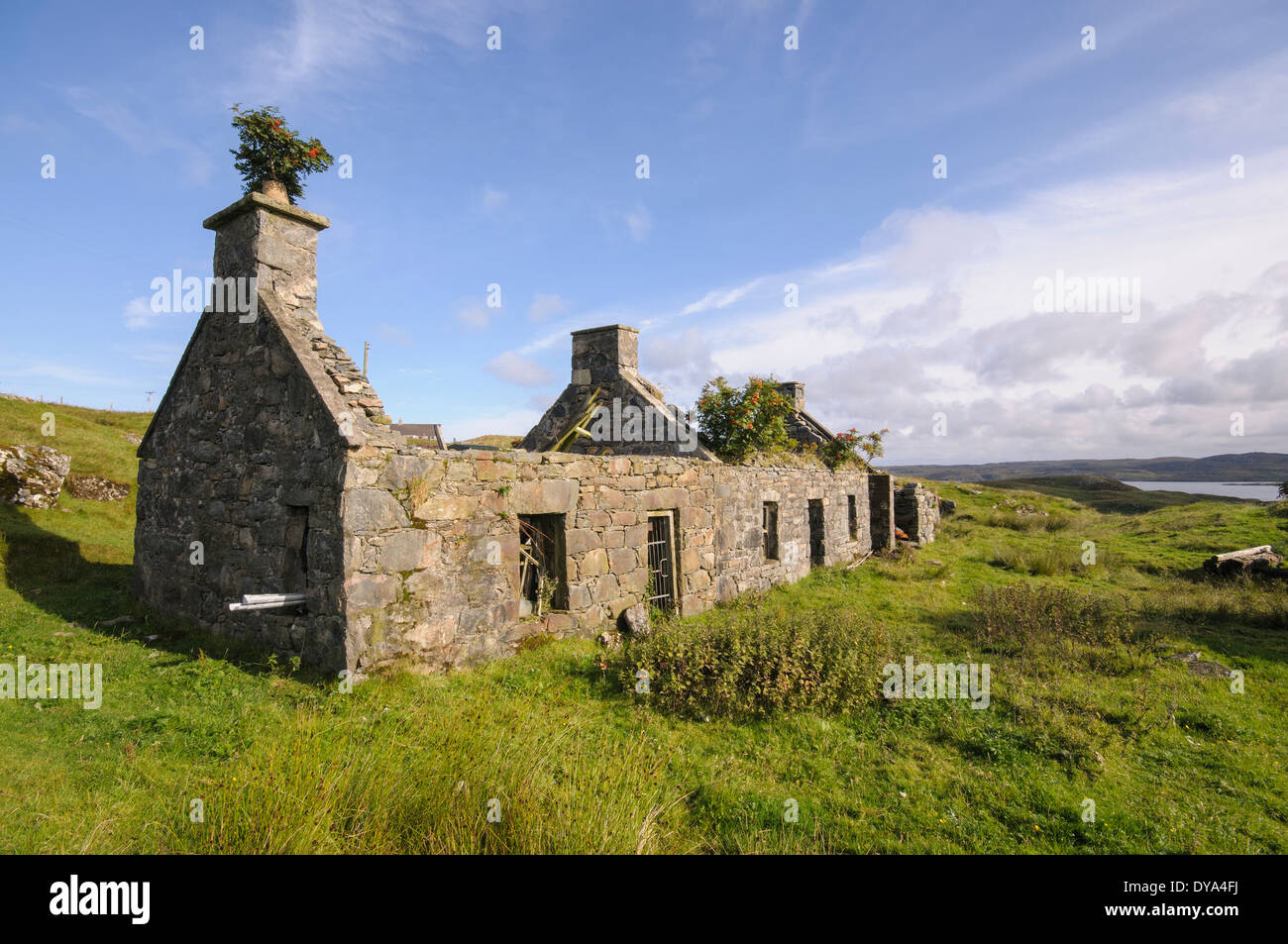 Derelict croft house on the Isle of Lewis Stock Photo