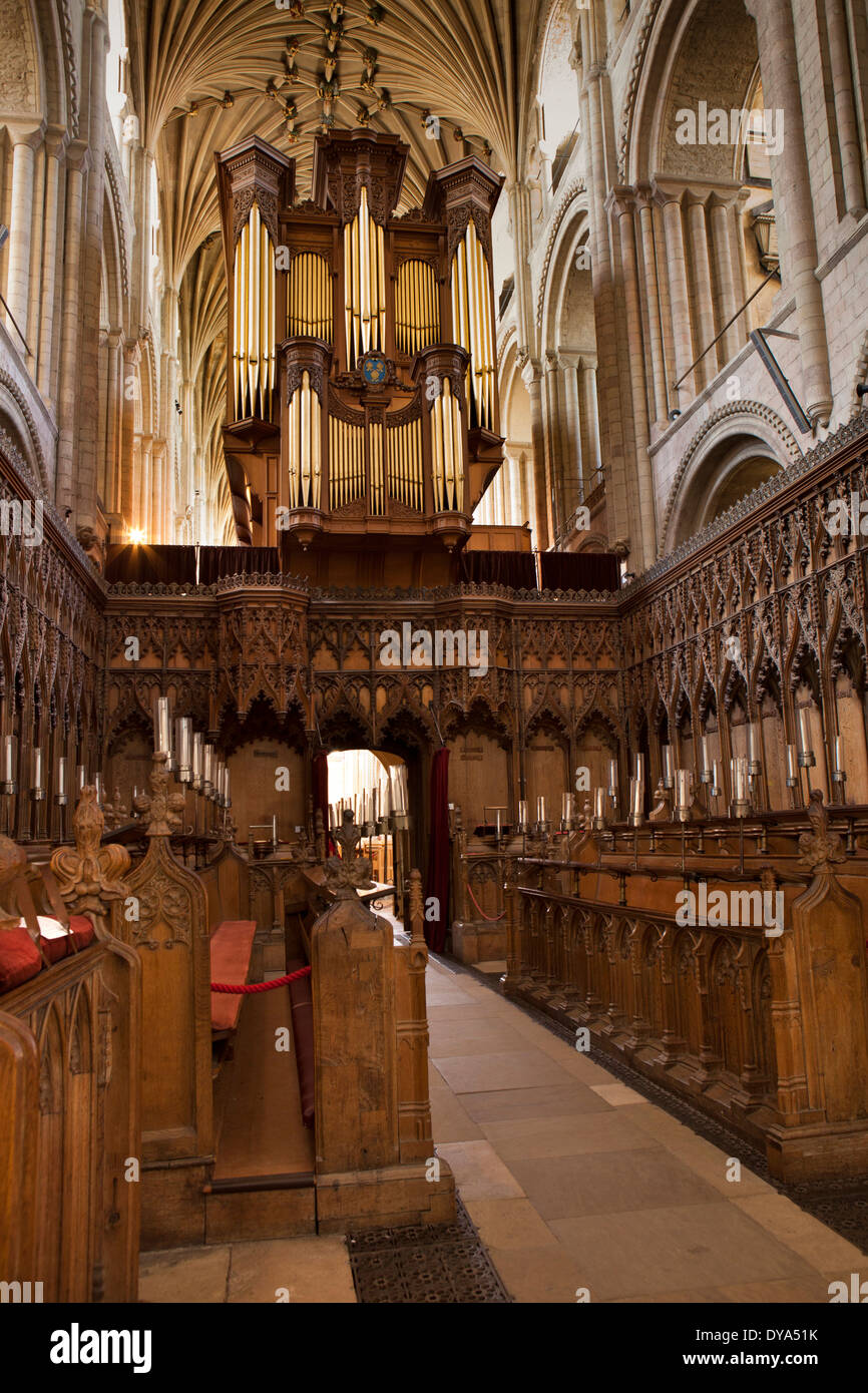 UK, England, Norfolk, Norwich, Cathedral carved choir Stock Photo