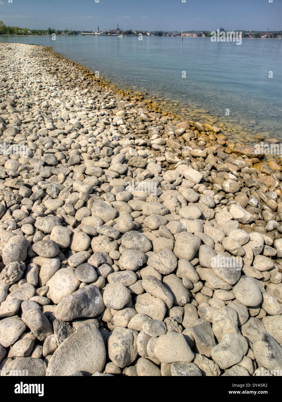 Switzerland, Europe, Thurgau, Lake of Constance, Constance, Konstanz, stones, shores, water, Stock Photo