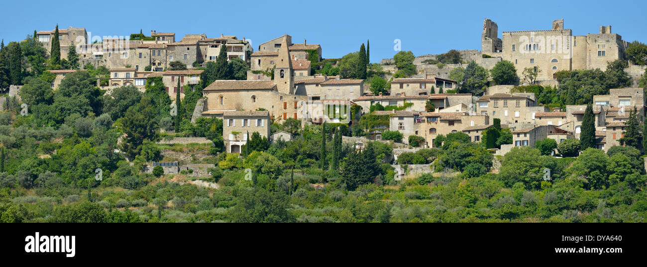 Europe, France, Provence, Drome, Vinsobres, village, stone, buildings, panorama, no people Stock Photo