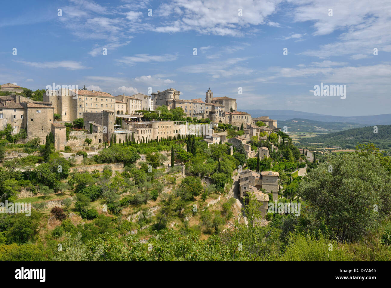 Europe, France, Provence, Vaucluse, Gordes, town, no people, horizontal, landscape Stock Photo