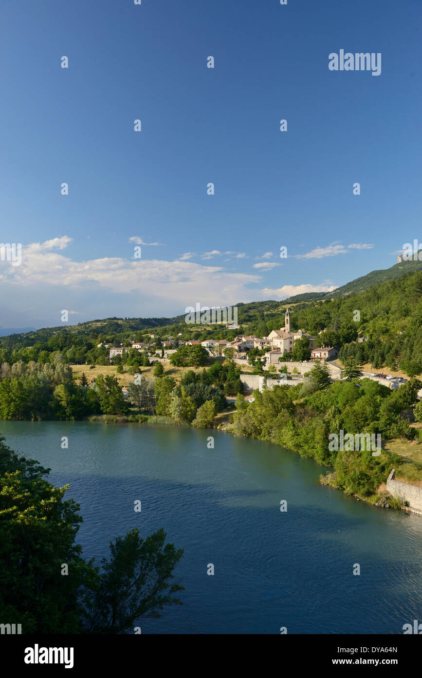 Europe, France, Provence, Vaucluse, Sisteron, Durance, river, village, Alpes-de-Haute-Provence Stock Photo