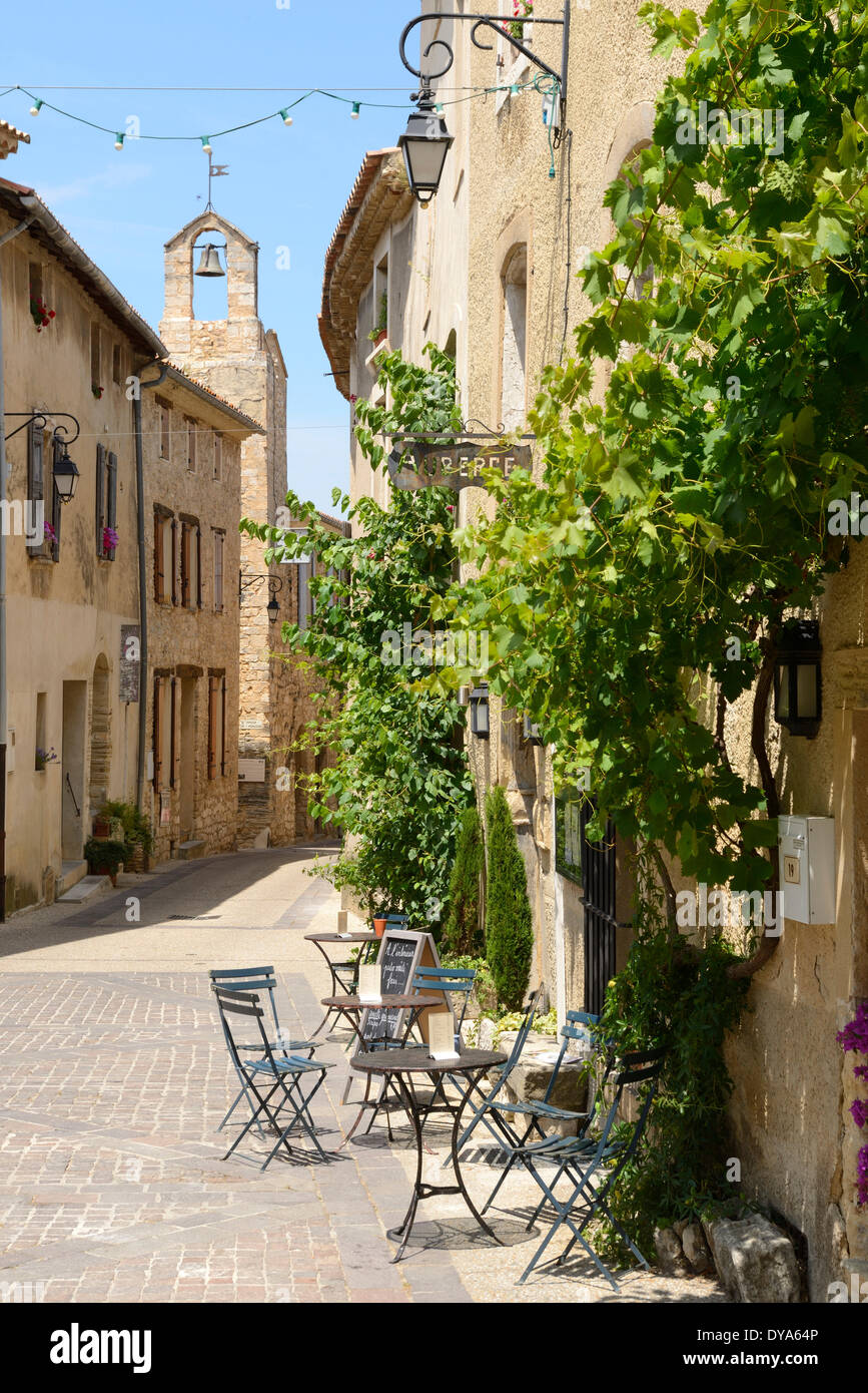 Europe, France, Provence, Vaucluse, Venasque, street, village, stone, buildings, street, town, french Stock Photo