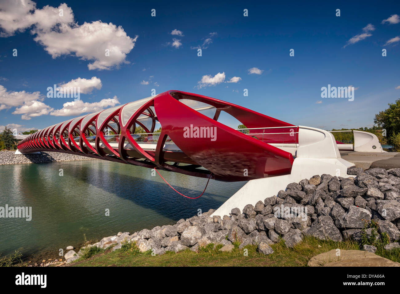 Peace Bridge, pedestrian bridge over Bow River near downtown Calgary