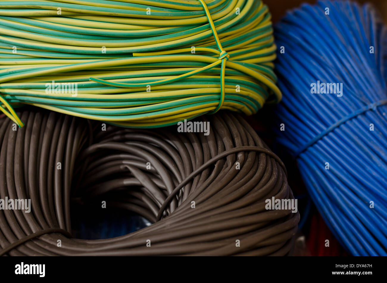 Domestic electrical cable in bunches hires stock photography and