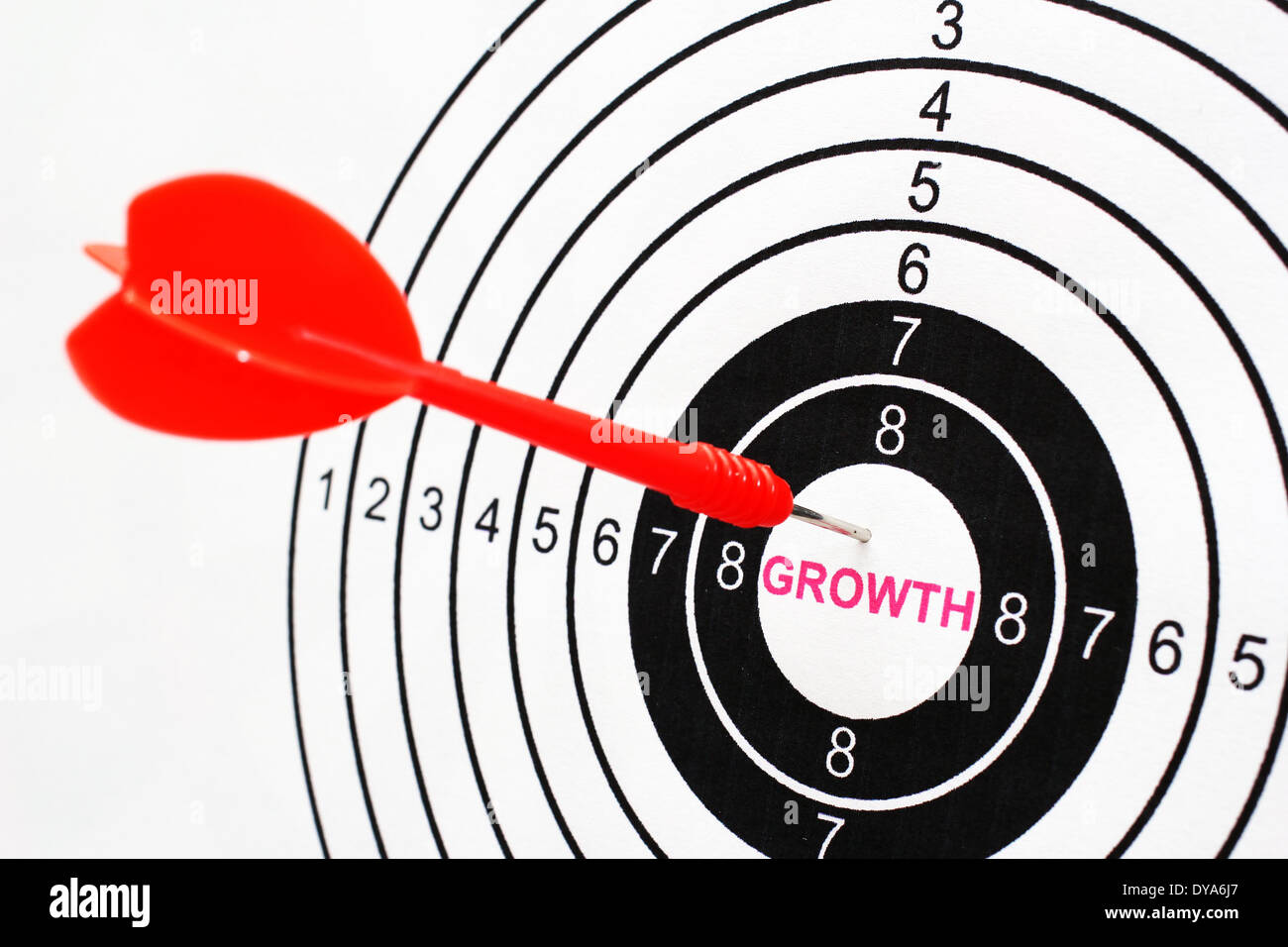 Growth text on target Stock Photo - Alamy