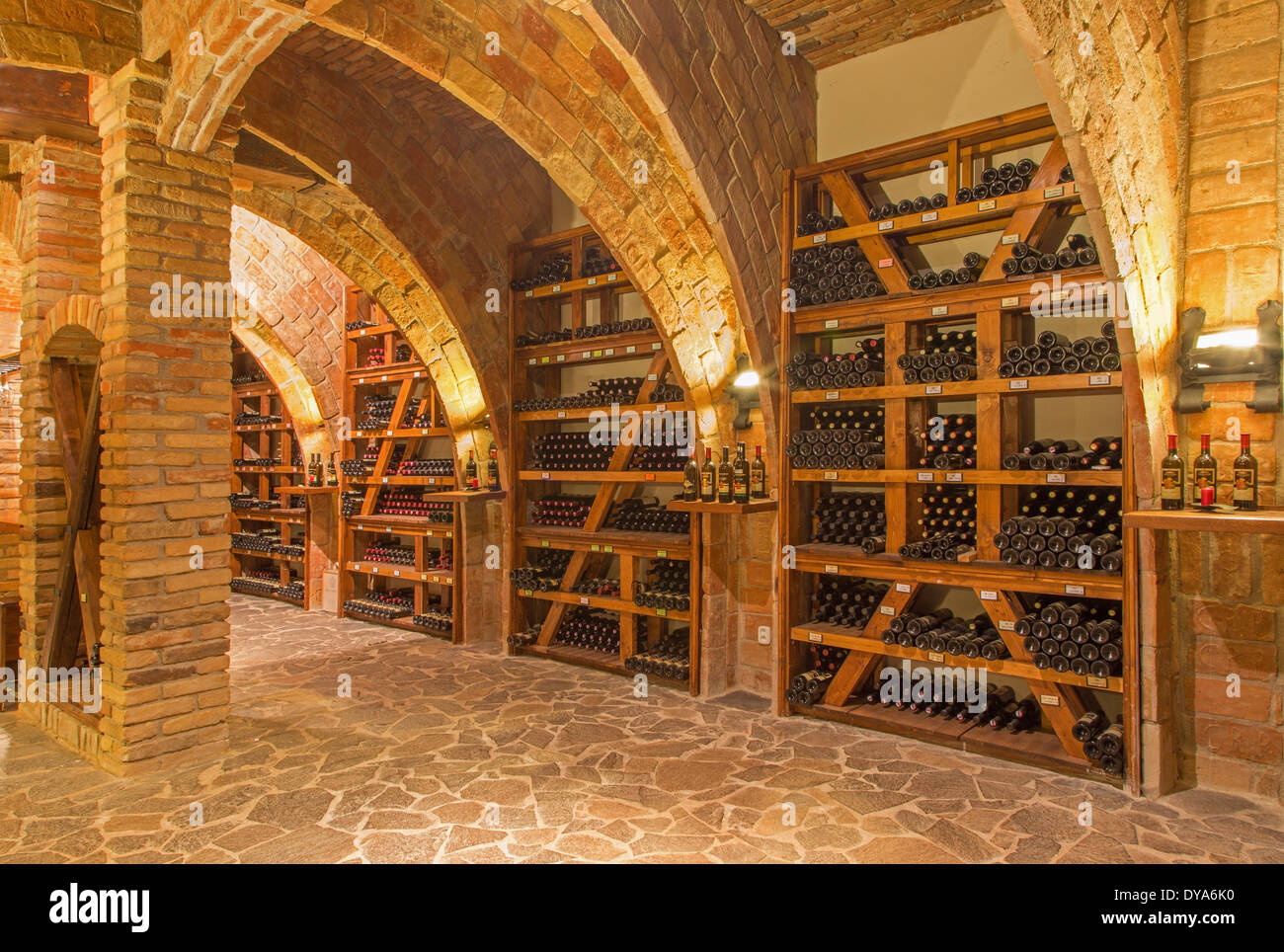 TRNAVA, SLOVAKIA - MARCH 3, 2014: Indoor of wine cellar of great Slovak producer 'Mrva and Stanko'. Stock Photo
