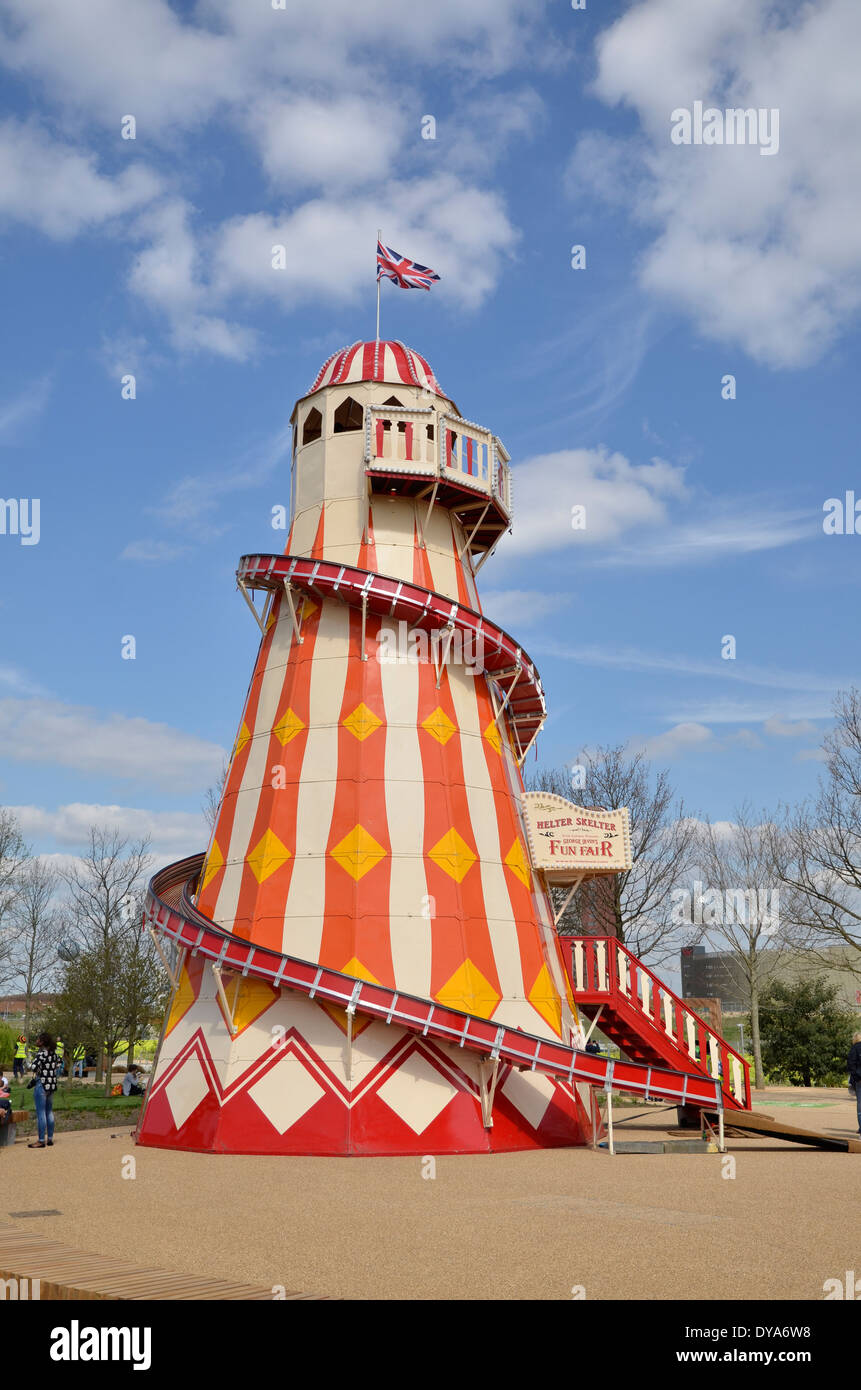 A helter skelter at Queen Elizabeth Olympic Park in Stratford, London Stock Photo