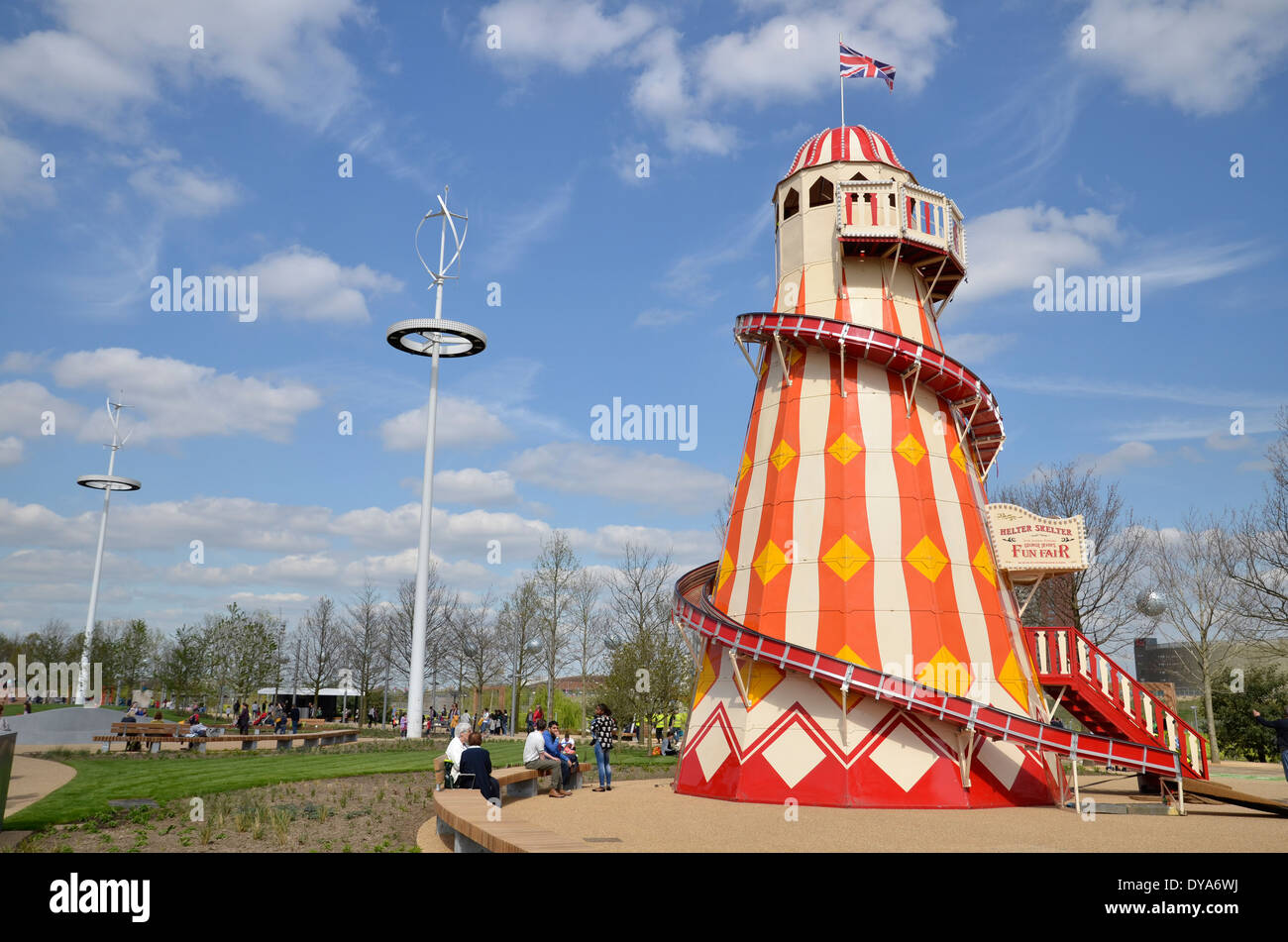 A helter skelter at Queen Elizabeth Olympic Park in Stratford, London Stock Photo