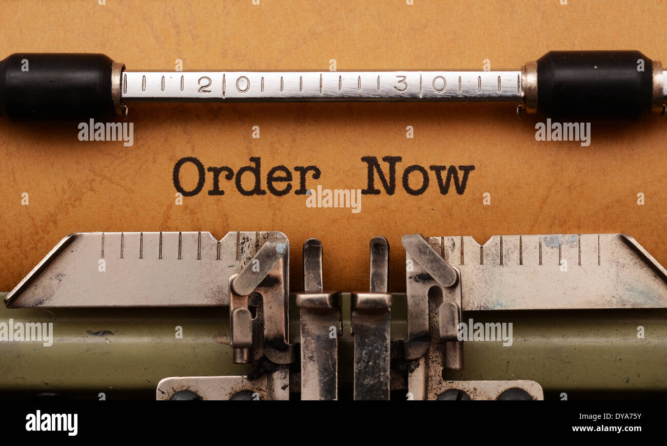 Order now text on typewriter Stock Photo