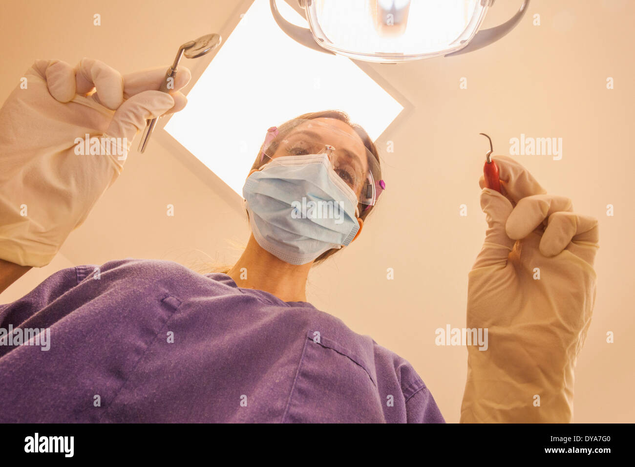 England, London, Female Dental Hygienist About to Examine Patient Stock