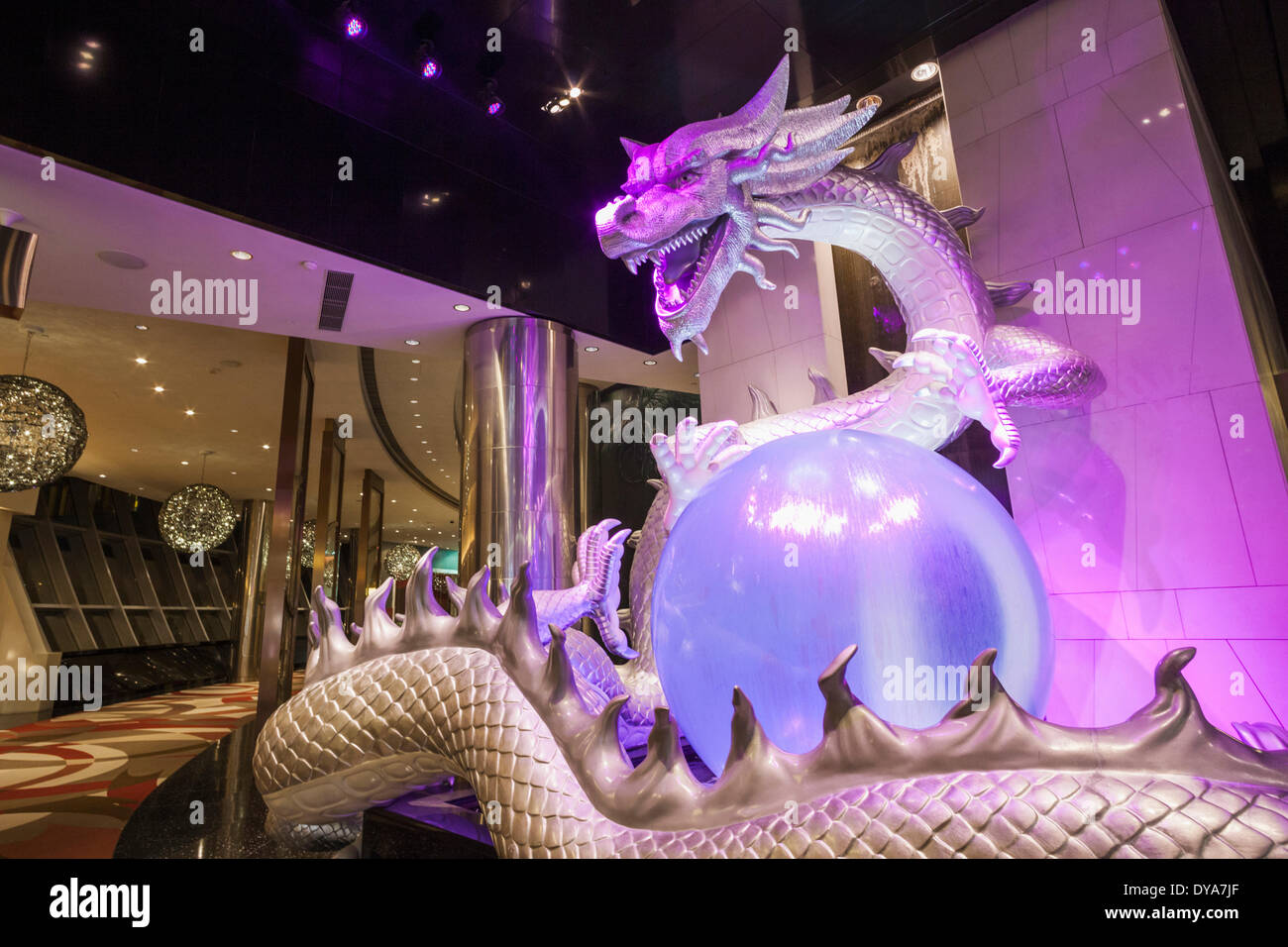 China, Macau, Cotai, City of Dreams Hotel and Casino Complex, Entranceway Dragon Stock Photo