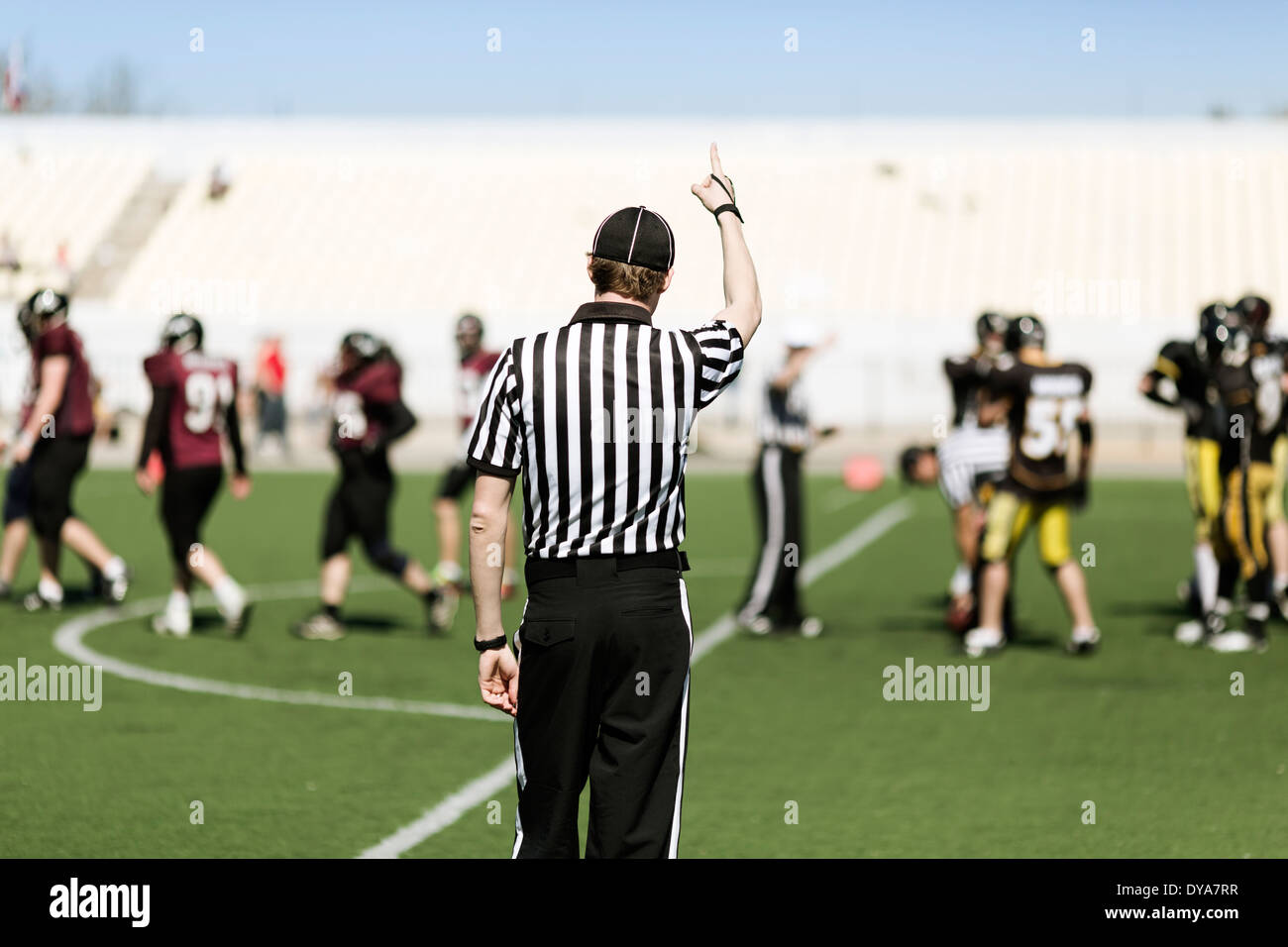 football referee from behinde , selective focus on his back Stock Photo