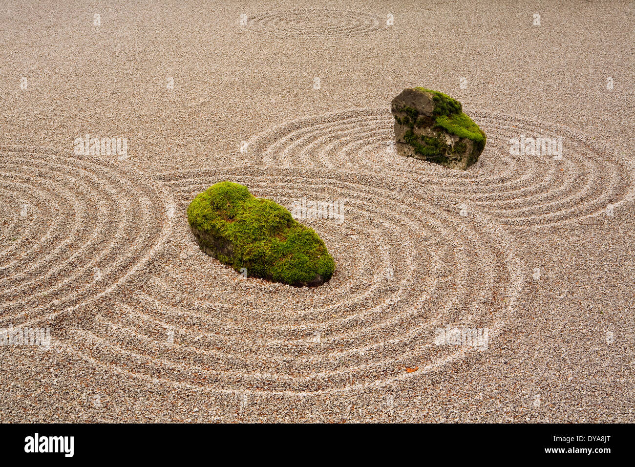 Portland Japanese Garden garden Japanese Garden winter Oregon OR USA America United States Portland Sand and Stone Garden zen, Stock Photo