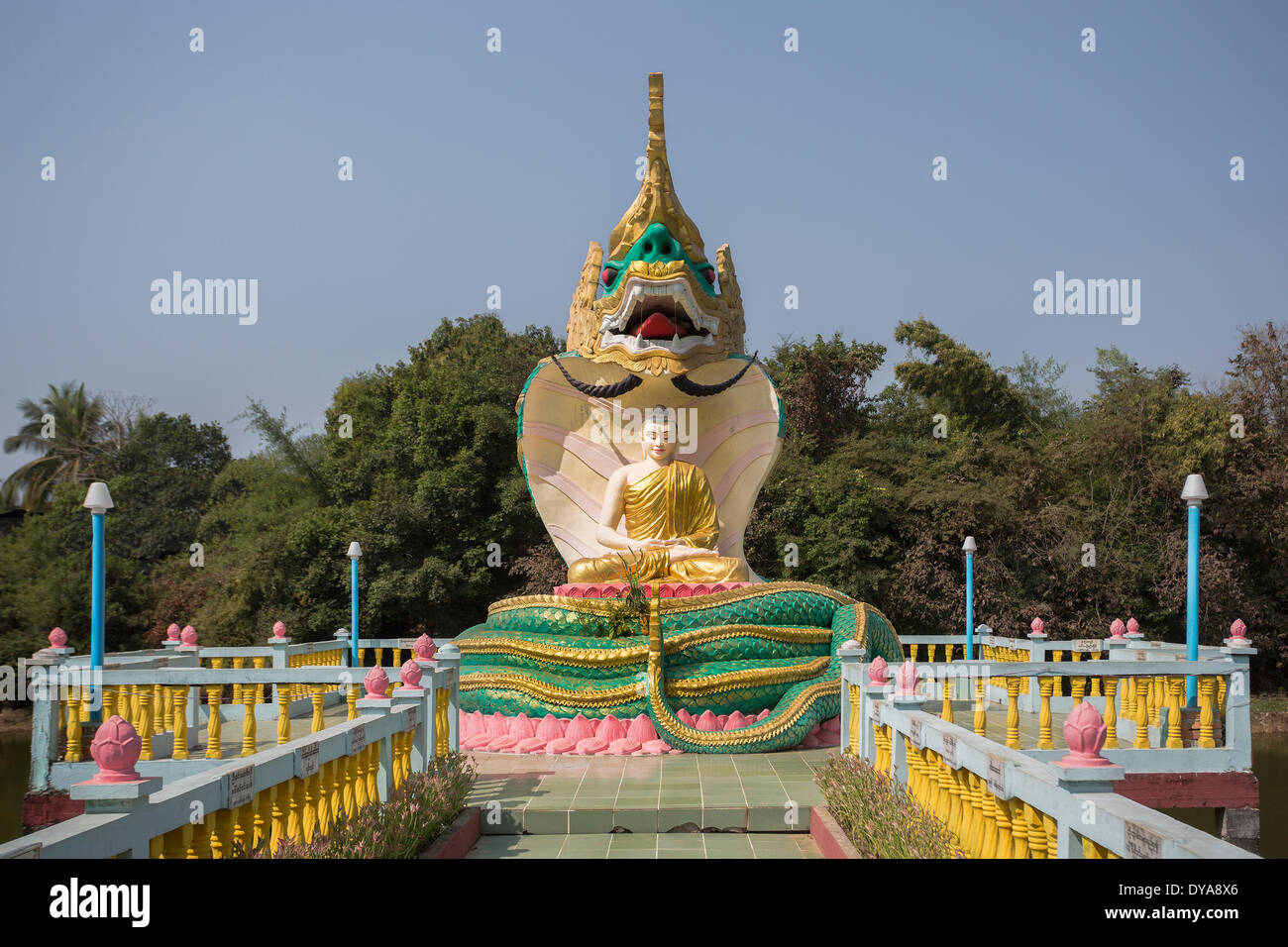 Myanmar Burma Asia Pegu architecture Buddha Buddhism cobra colourful ...