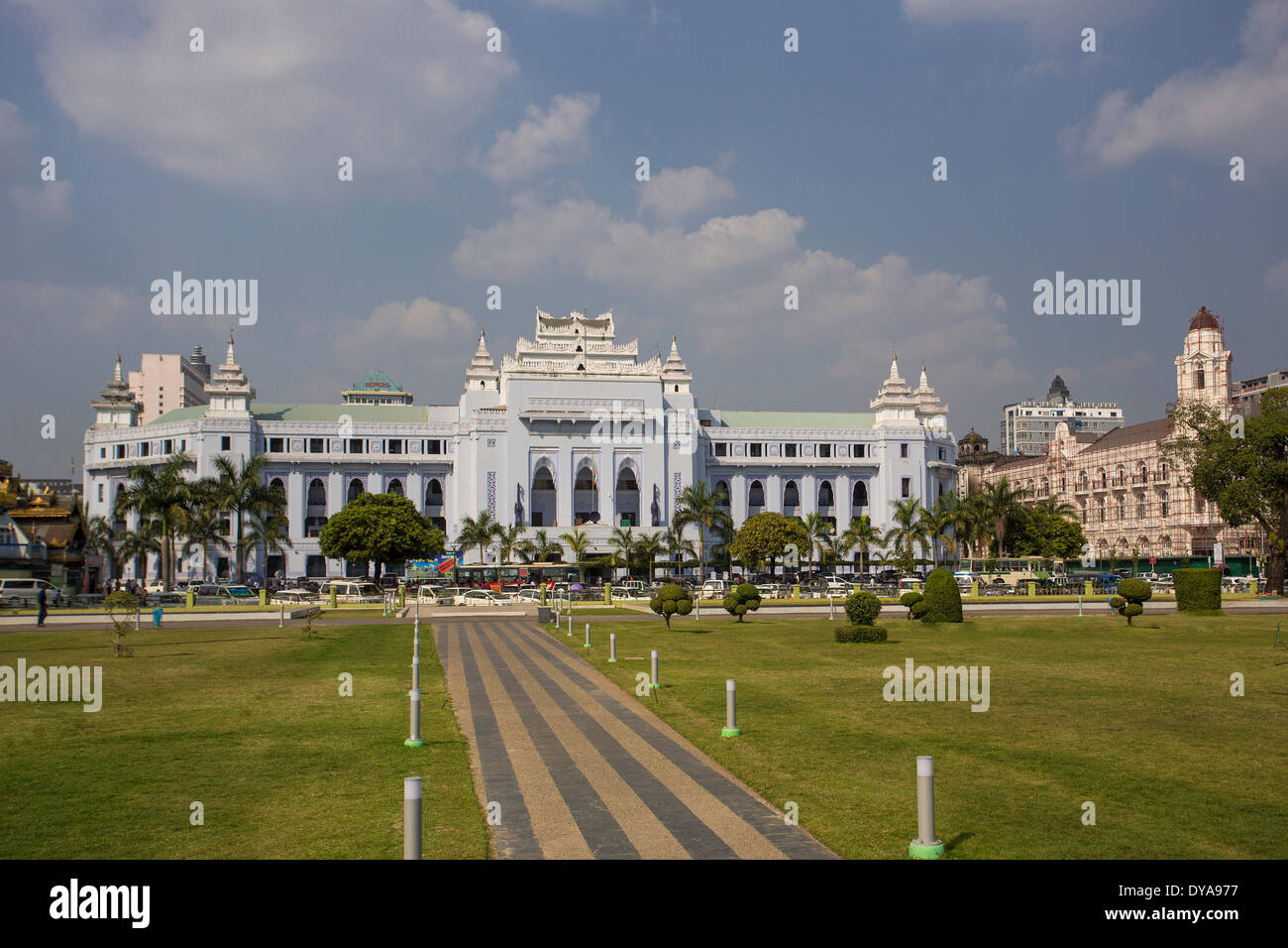 Myanmar, Burma, Asia, Yangon, Rangoon, City Hall, building, Stock Photo