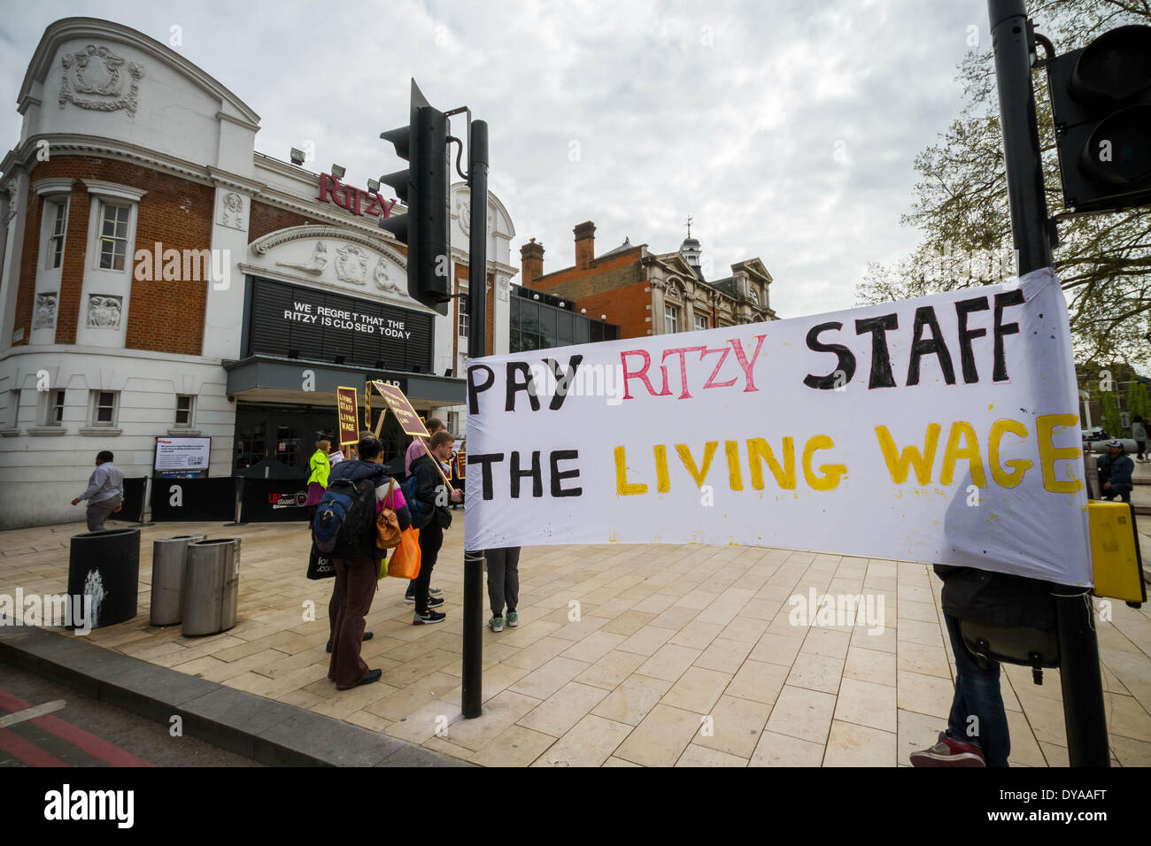 London, UK .11th Apr, 2014. Ritzy Cinema in Brixton closed as union members take strike action Credit:  Guy Corbishley/Alamy Live News Stock Photo