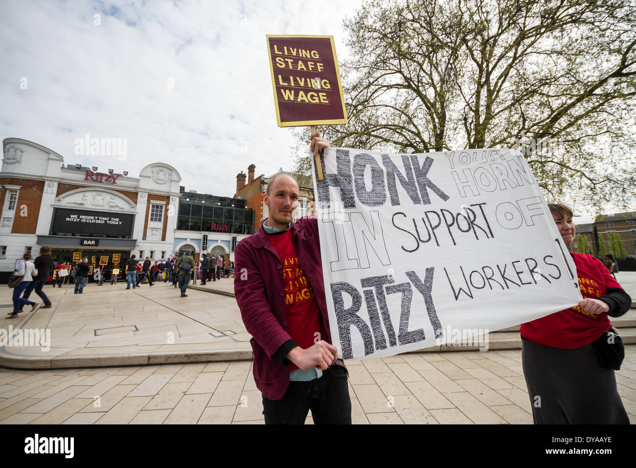 London, UK .11th Apr, 2014. Ritzy Cinema in Brixton closed as union members take strike action Credit:  Guy Corbishley/Alamy Live News Stock Photo
