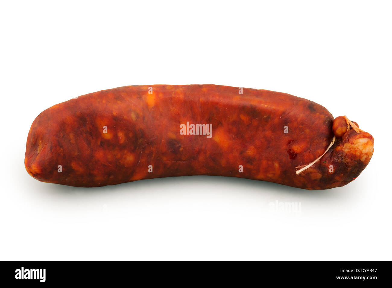 spanish sausage isolated on white Stock Photo