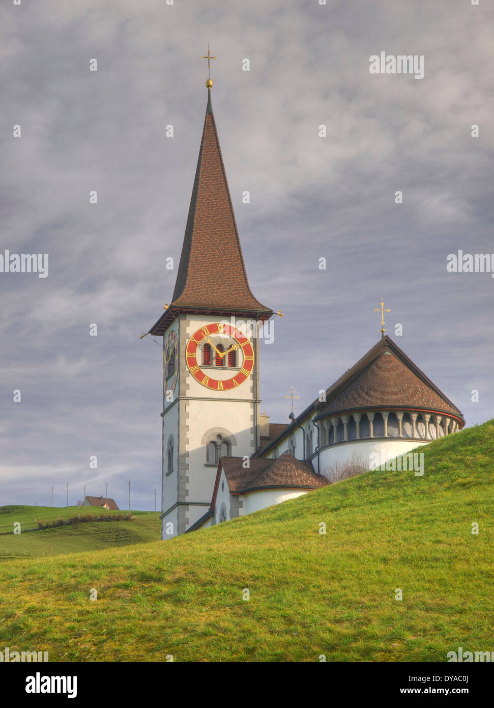 Appenzell, Switzerland, Europe, Haslen, autumn, church, scenery, landscape, meadow, n Stock Photo