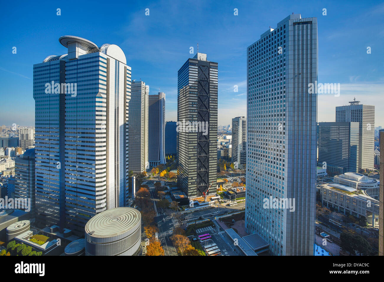 Japan, Asia, Tokyo, business, city, district, Shinjuku, skyscrapers, station, tall, west, urban Stock Photo