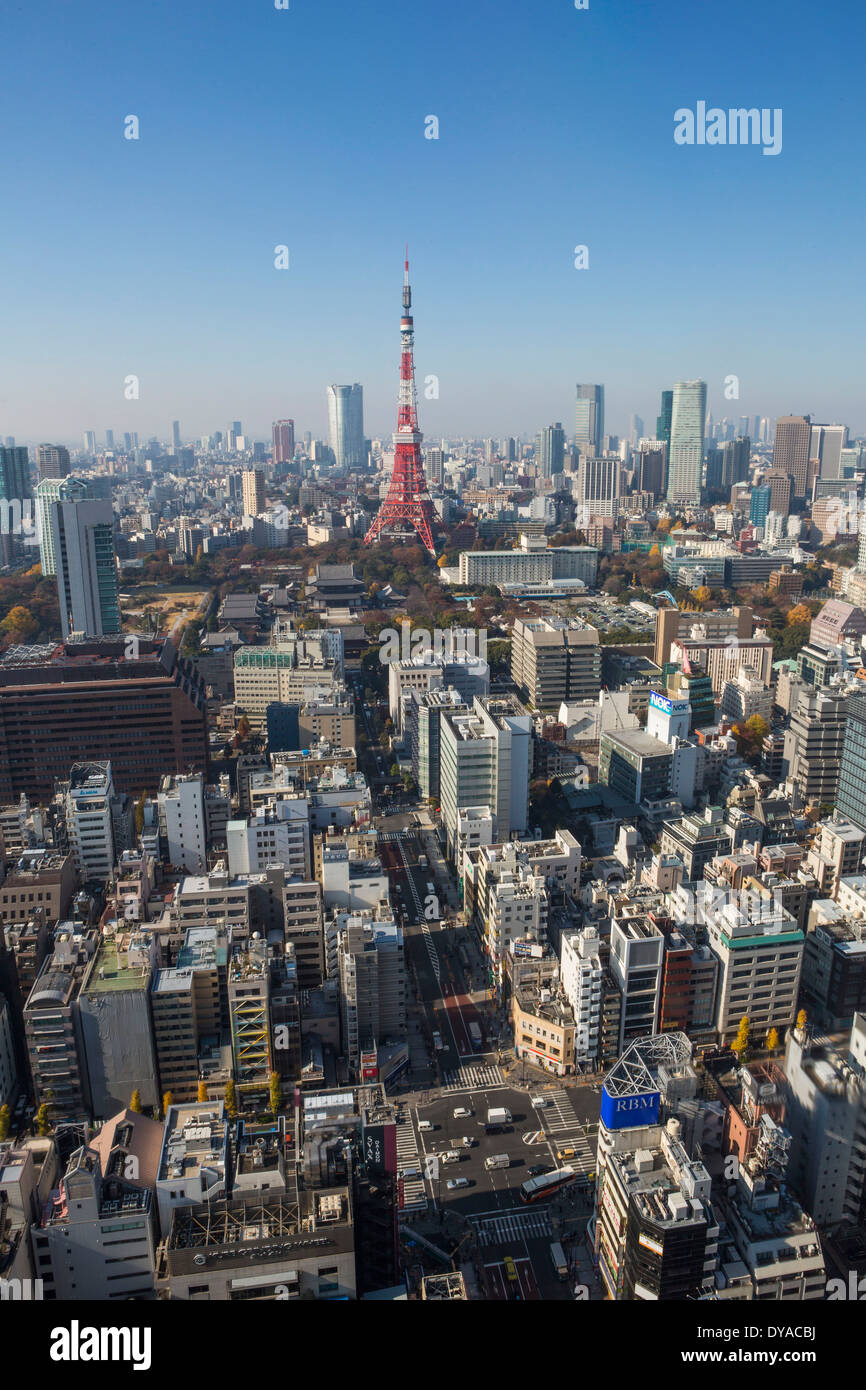 Japan, Asia, Tokyo, City, Daimon, Minato Ku, architecture, city, crossing, skyline, tower, travel, urban Stock Photo