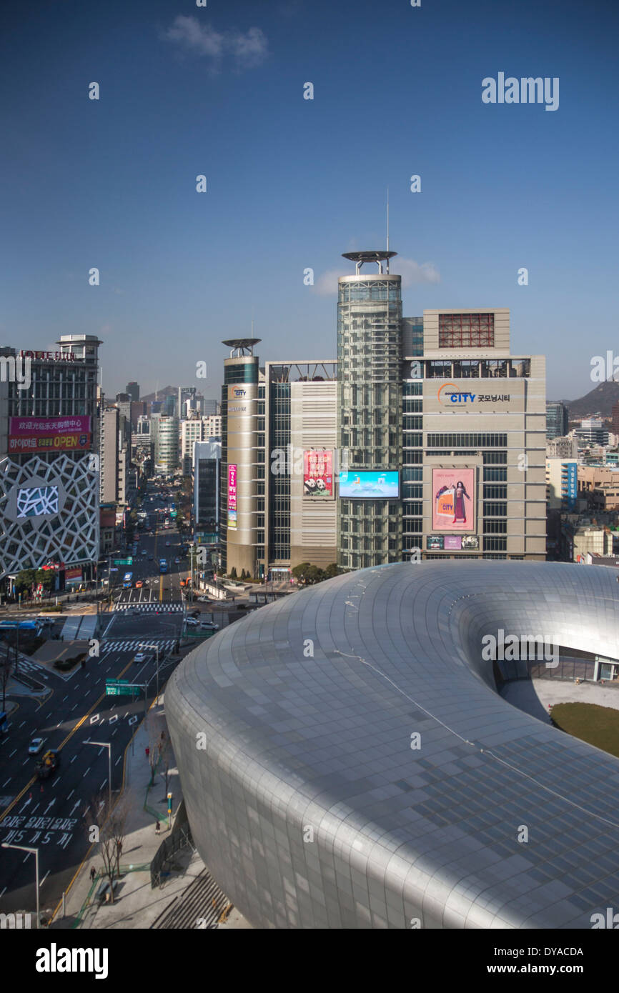 Center Building, Dongdaemun, Korea, Asia, Seoul, architecture, city, culture, history, new, touristic, travel, Culture Center Stock Photo