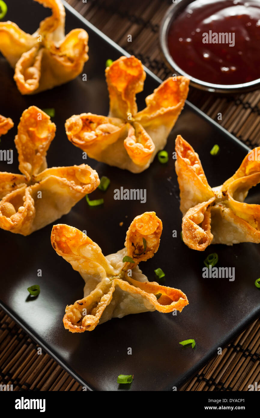 Homemade Asian Crab Rangoons with Sweet and Sour Sauce Stock Photo Alamy