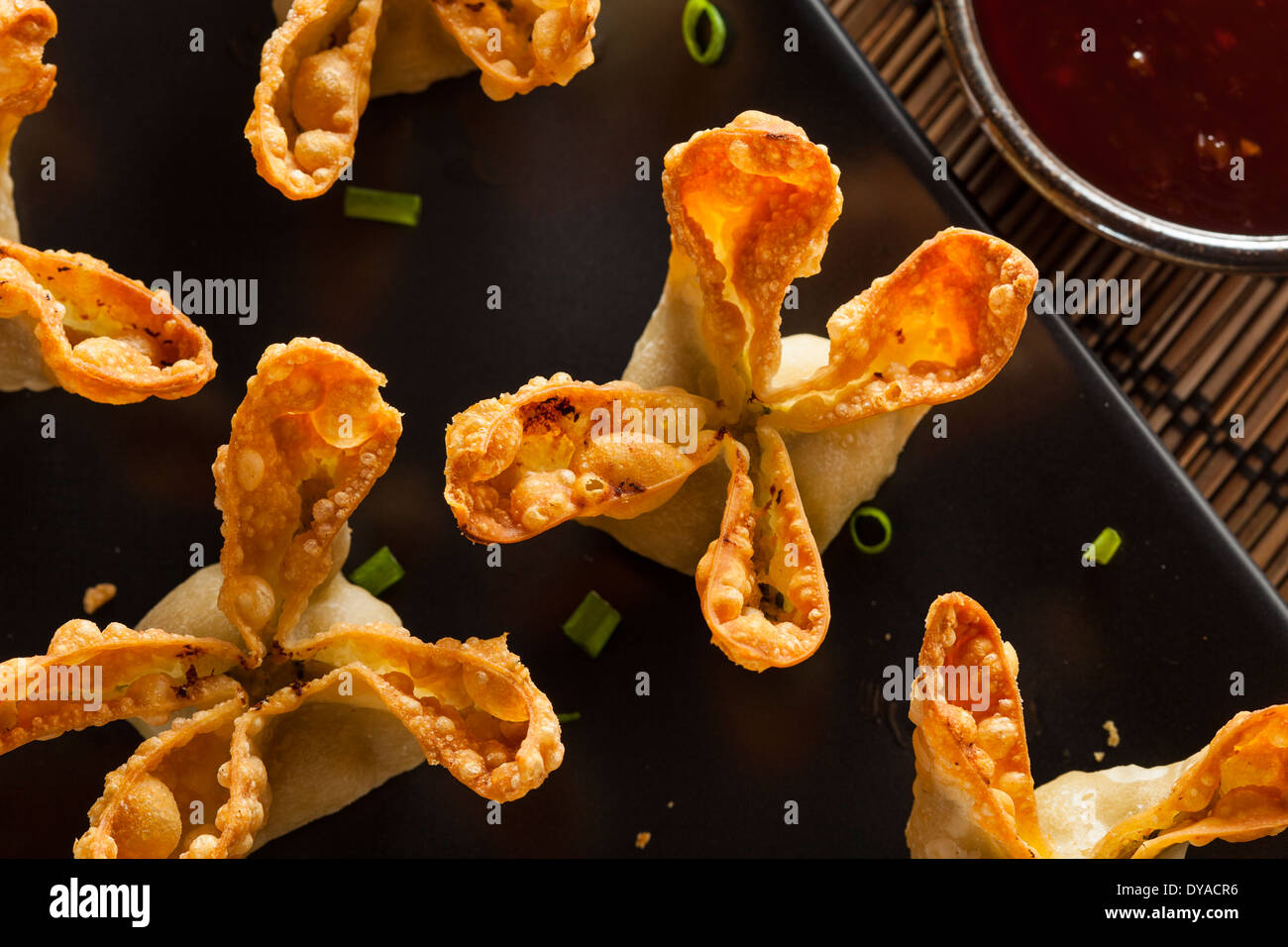 Homemade Asian Crab Rangoons with Sweet and Sour Sauce Stock Photo Alamy