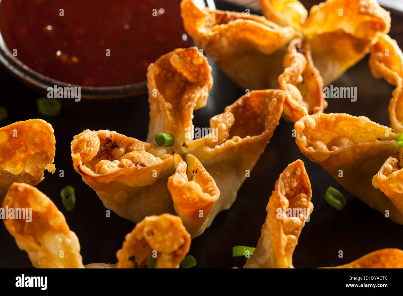 Homemade Asian Crab Rangoons with Sweet and Sour Sauce Stock Photo Alamy