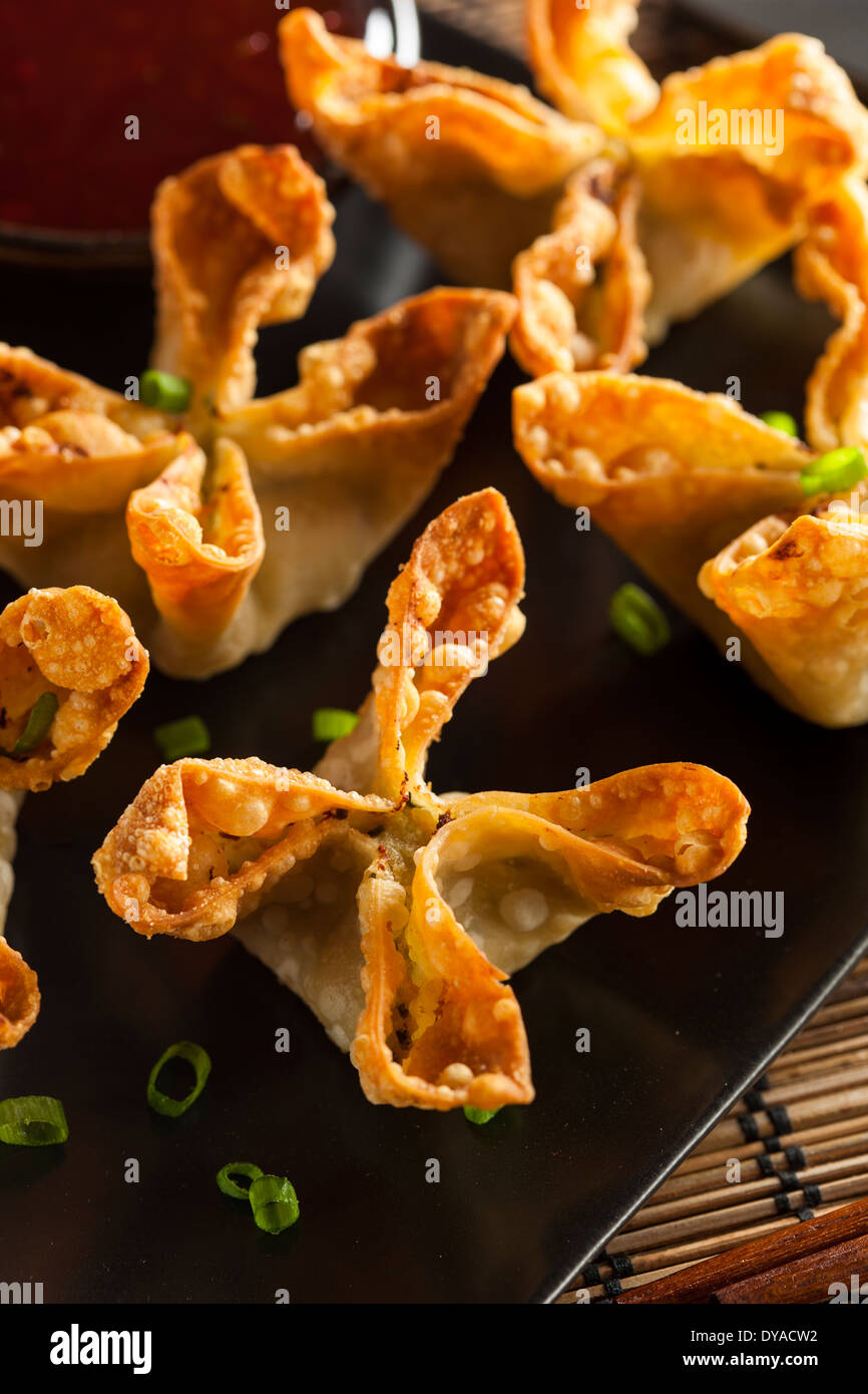 Homemade Asian Crab Rangoons with Sweet and Sour Sauce Stock Photo Alamy