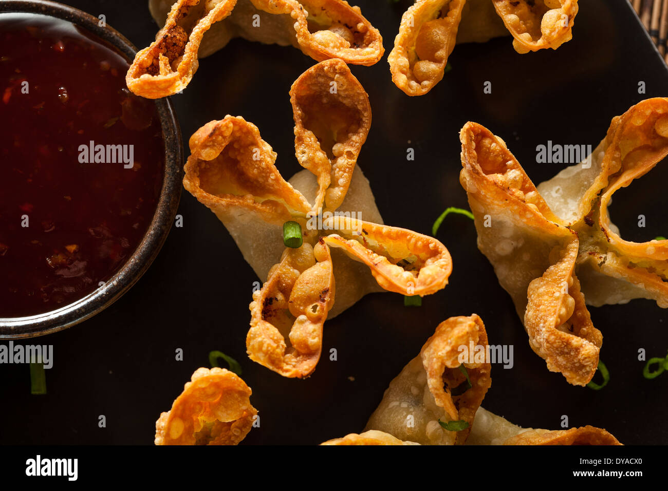 Homemade Asian Crab Rangoons with Sweet and Sour Sauce Stock Photo Alamy