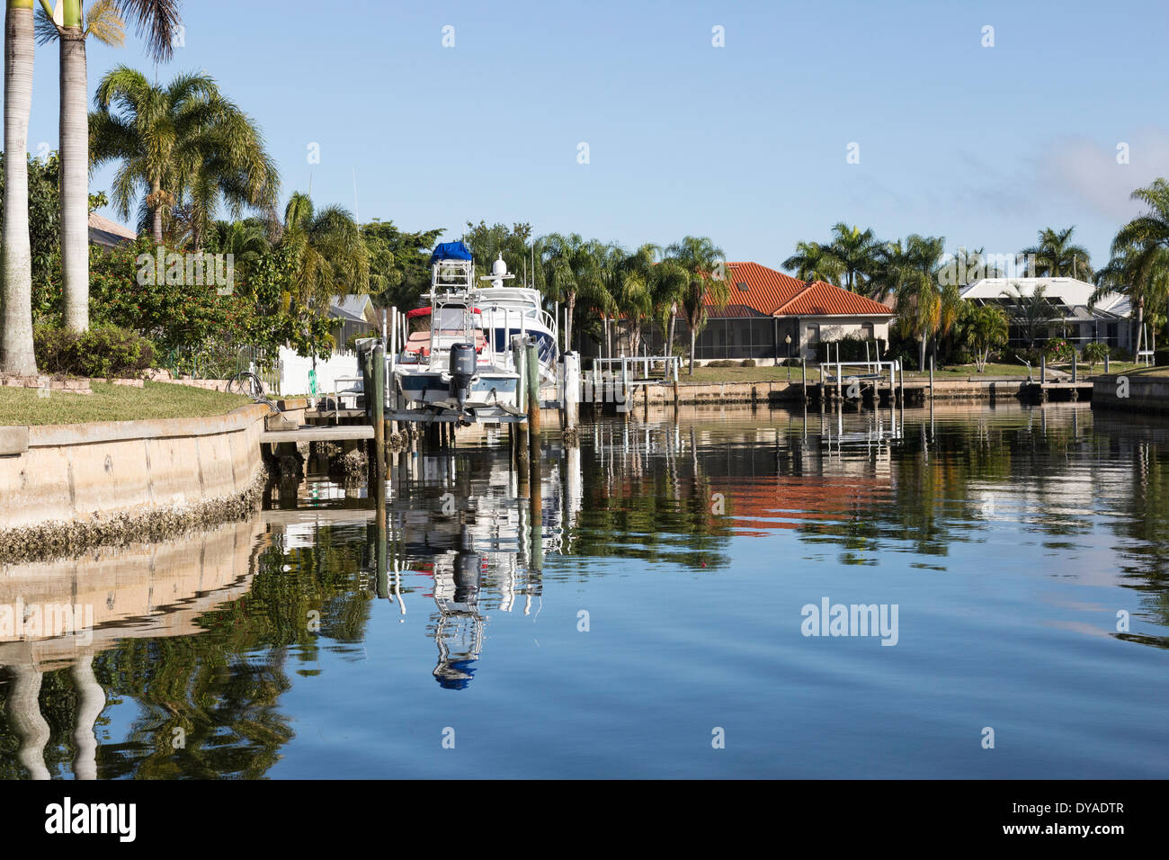 Residential Docks and Boats, Canal Front Homes, Punta Gorda, FL Stock Photo Alamy