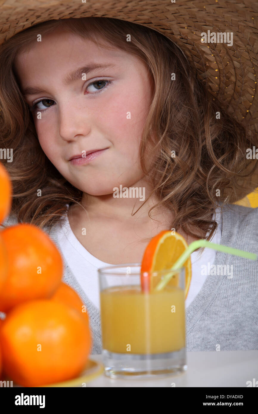 Girl with orange juice Stock Photo Alamy