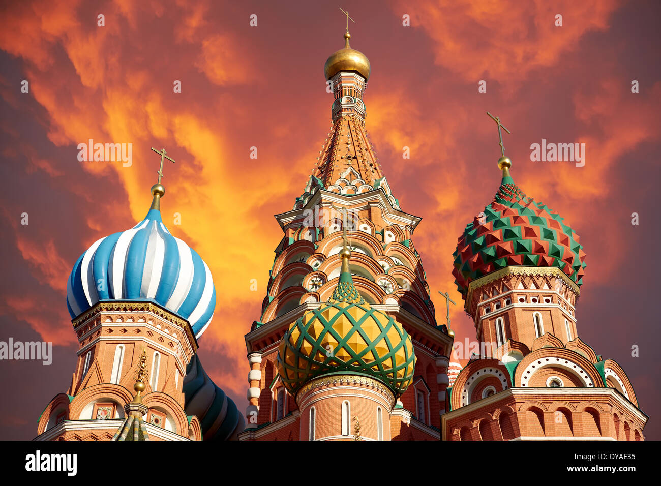 A view of the St. Basil's Cathedral, Russia, Moscow Stock Photo