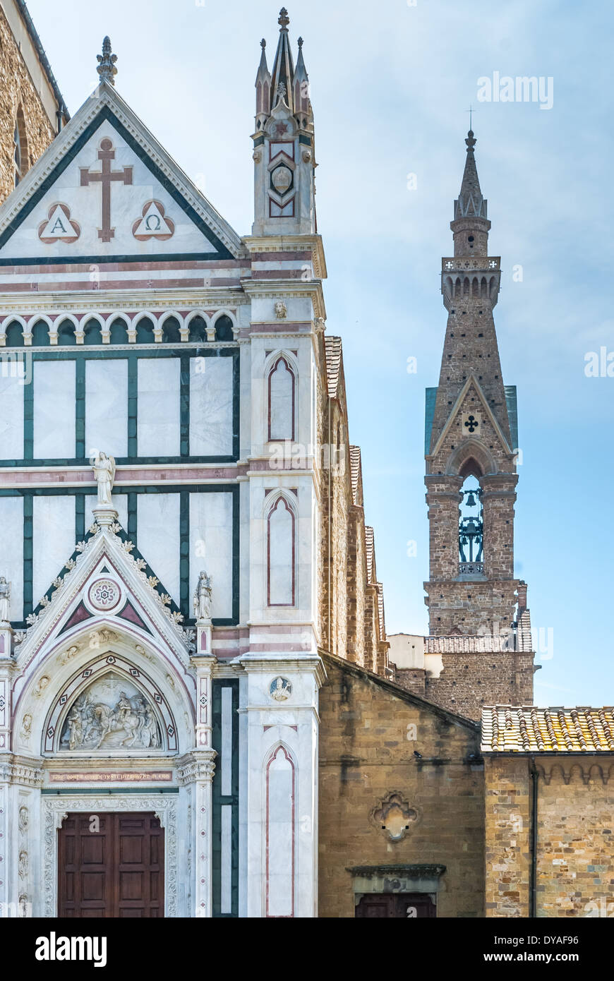 Church of Santa Croce in Florence, famous for being the cimiteroo of many great artists Stock Photo